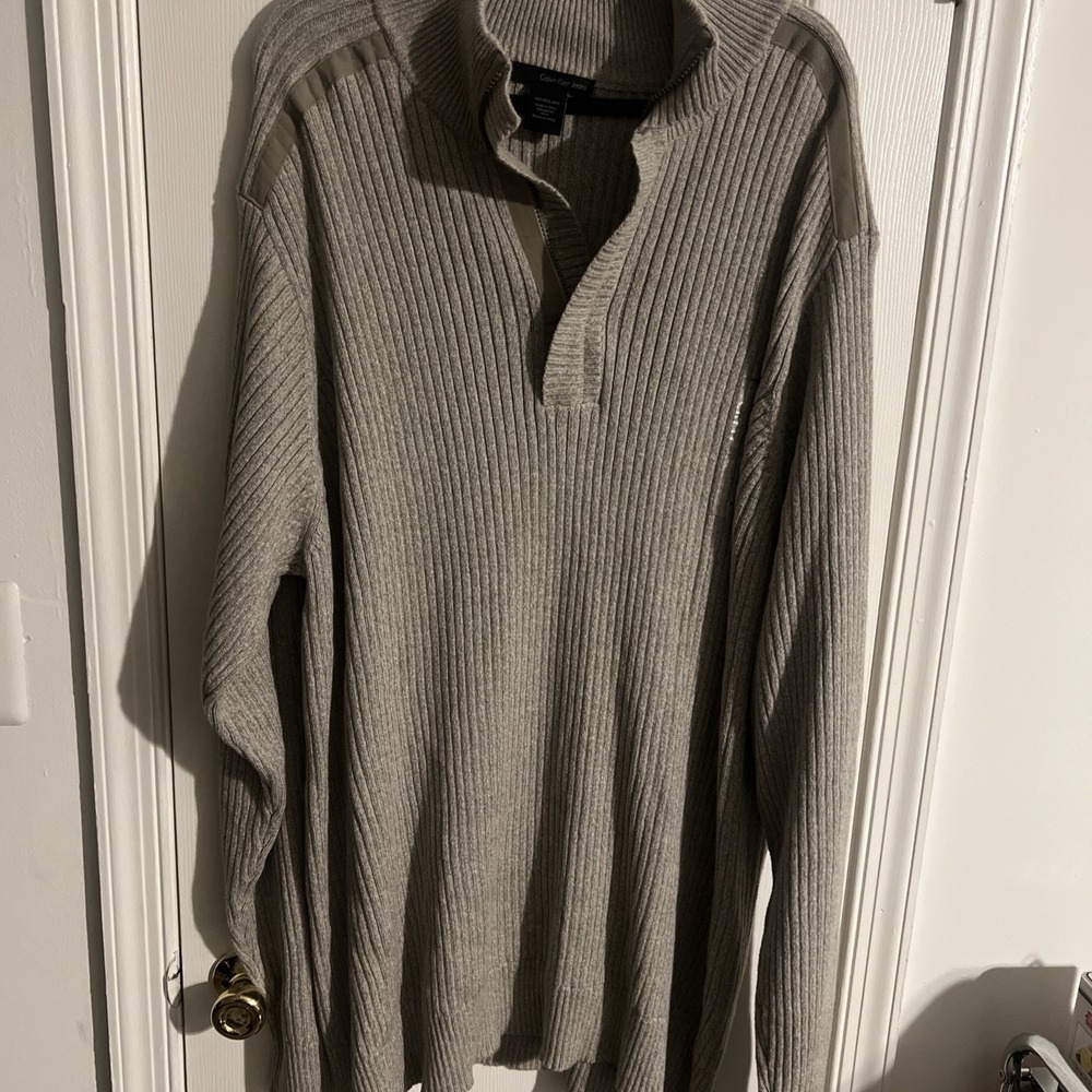 Calvin Klein Pullover Gray Khaki 1/4 Zip Mens Size Big & Tall 4XLT New